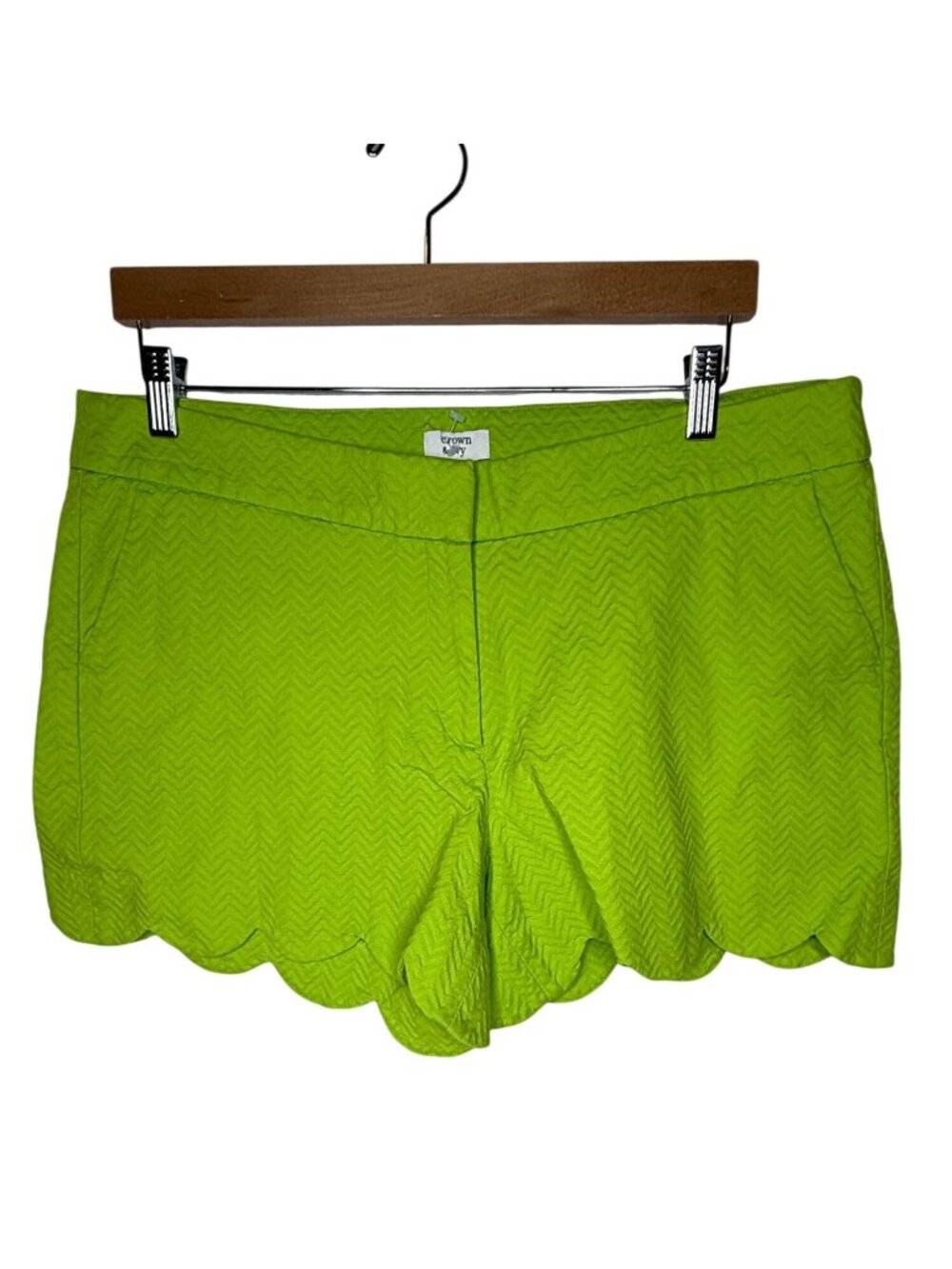 Crown & Ivy 14 Lime Green Scalloped Shorts Preppy Resort